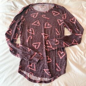 PINK Victoria’s Secret Purple Candy Cane Hearts Sleepwear Top Size Small